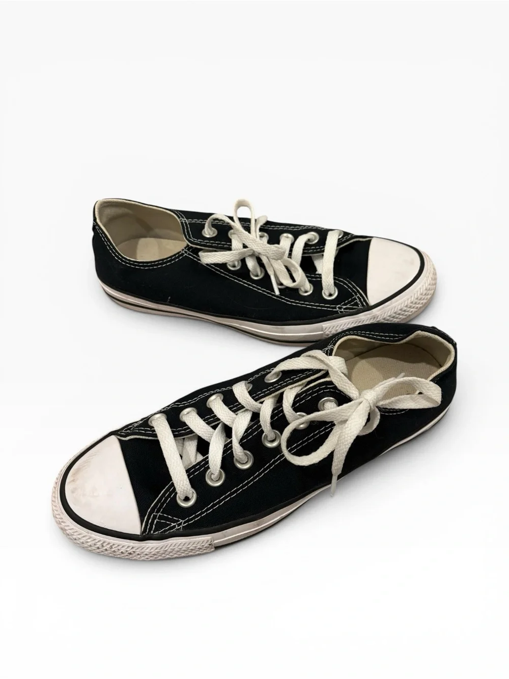 Converse Black Low-Top Canvas Sneakers with White Trim Women’s Size 8